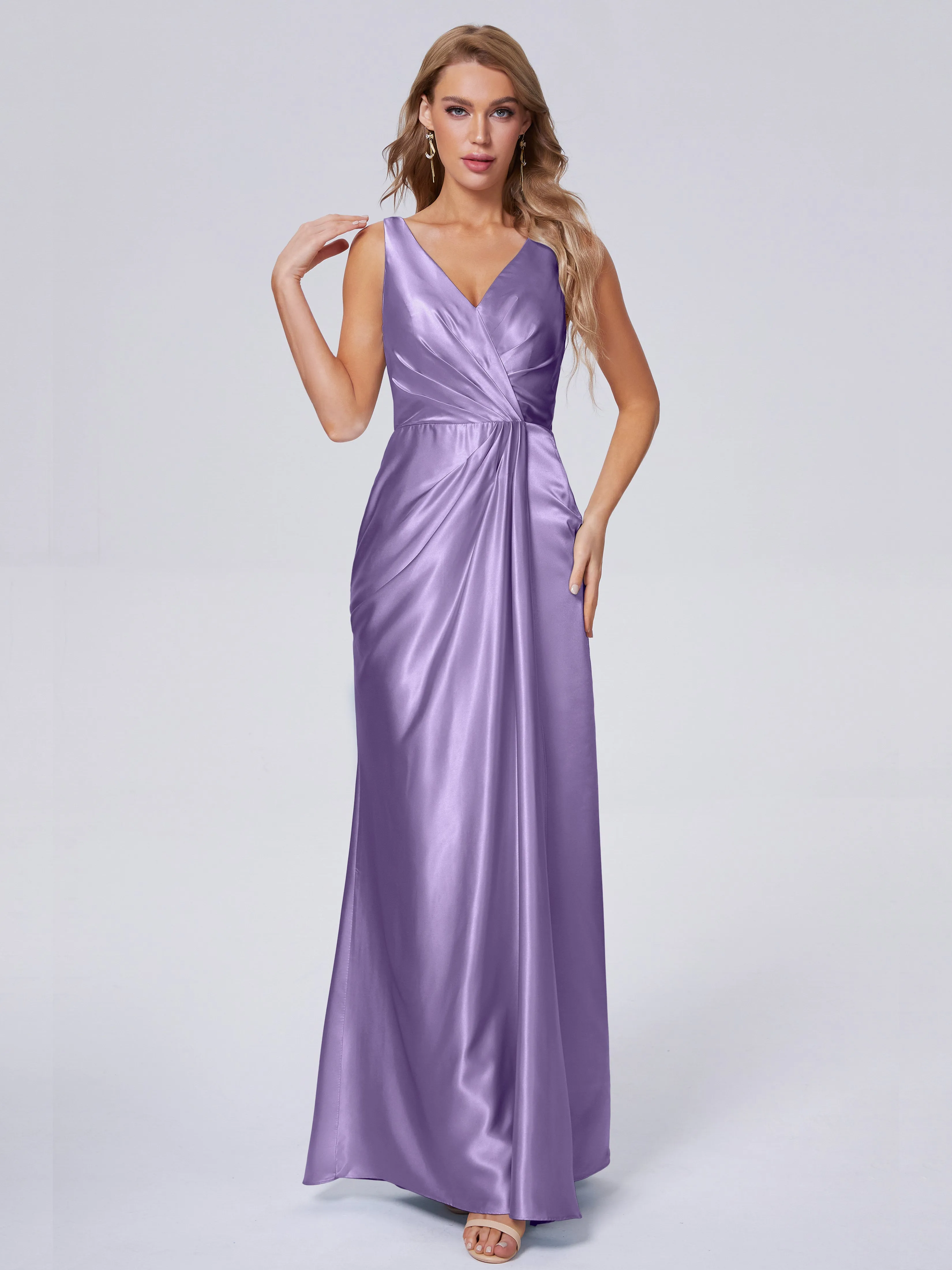 Parker V Neck Soft Satin Bridesmaid Dresses