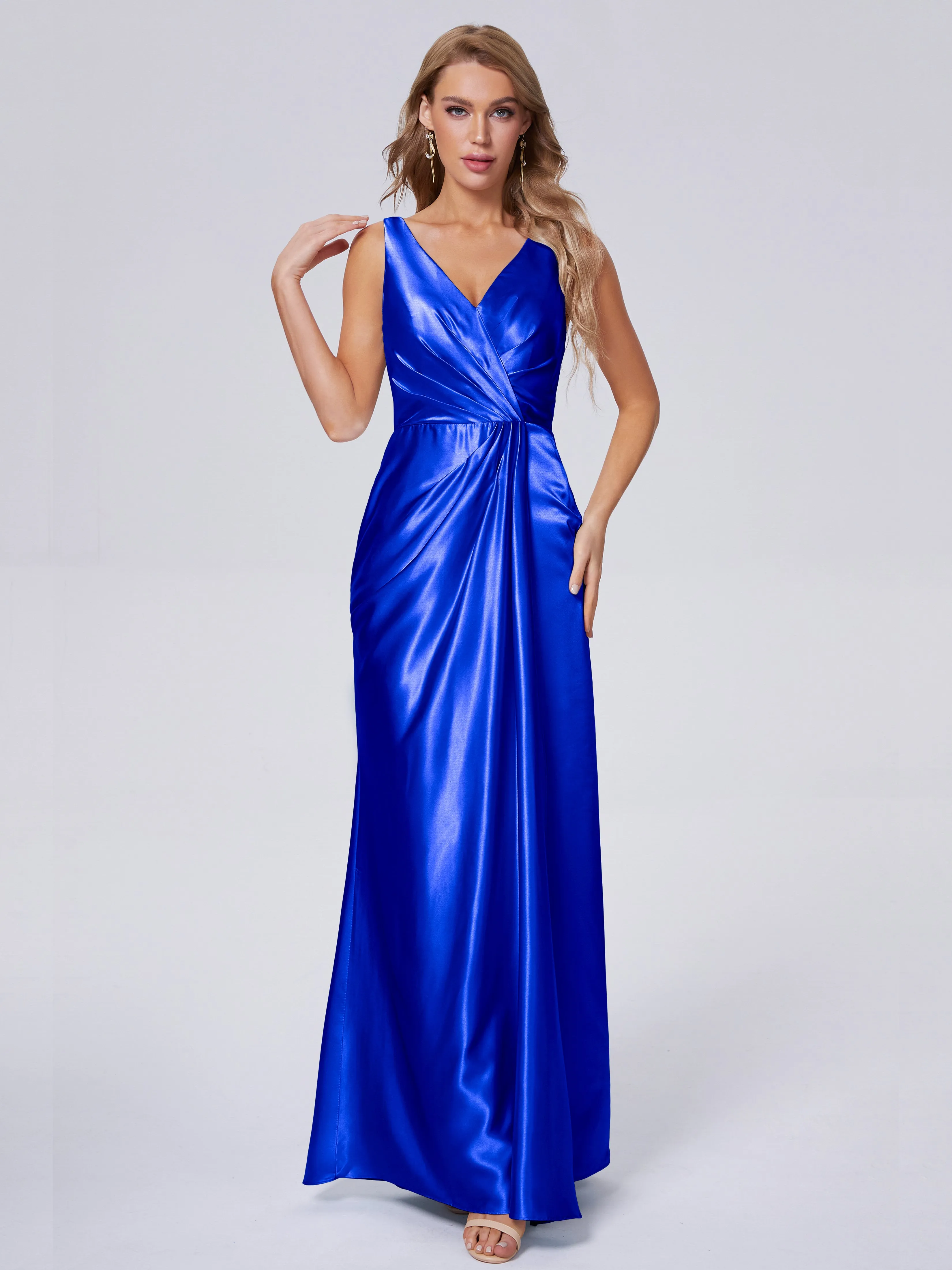 Parker V Neck Soft Satin Bridesmaid Dresses