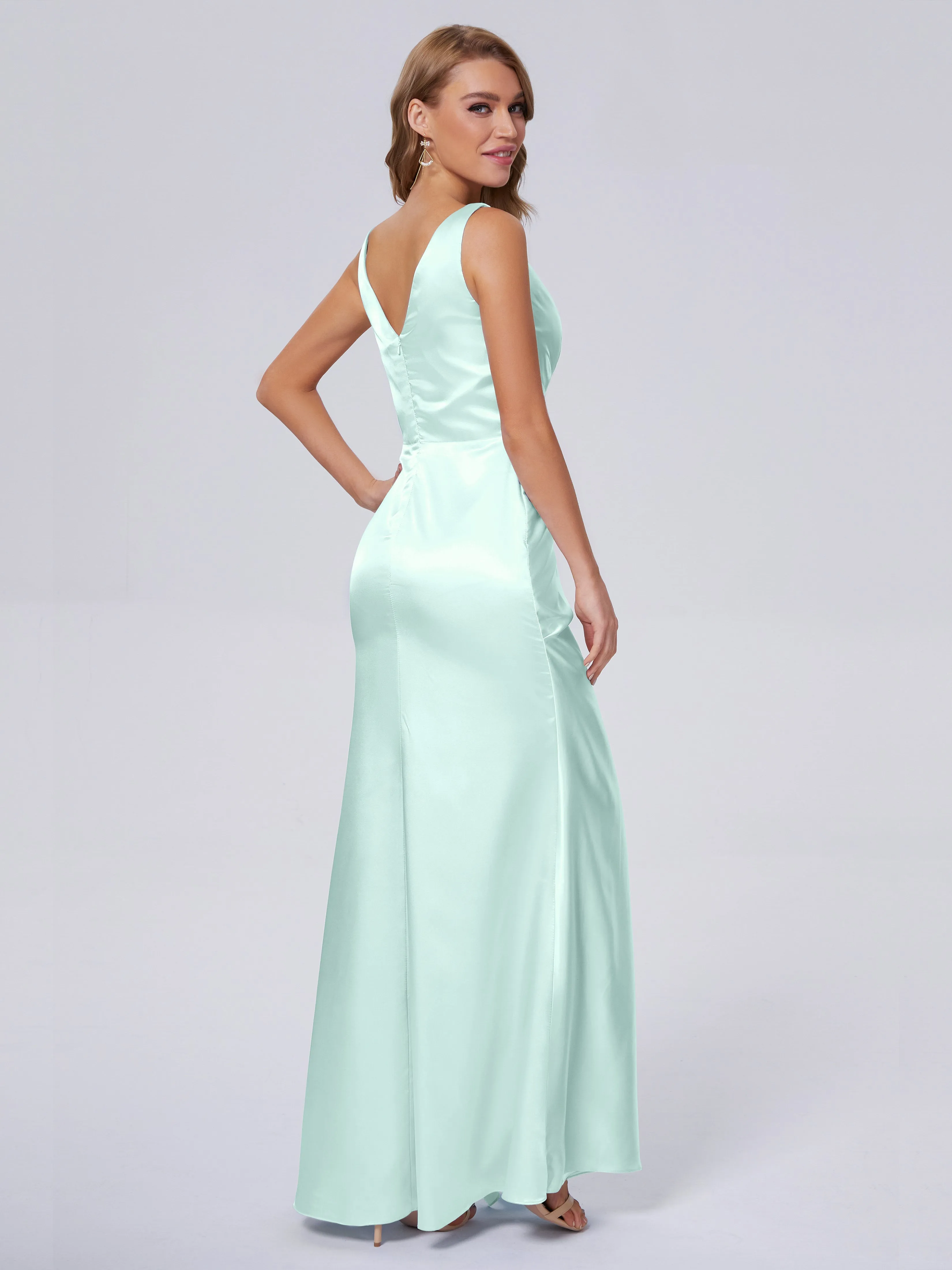 Parker V Neck Soft Satin Bridesmaid Dresses