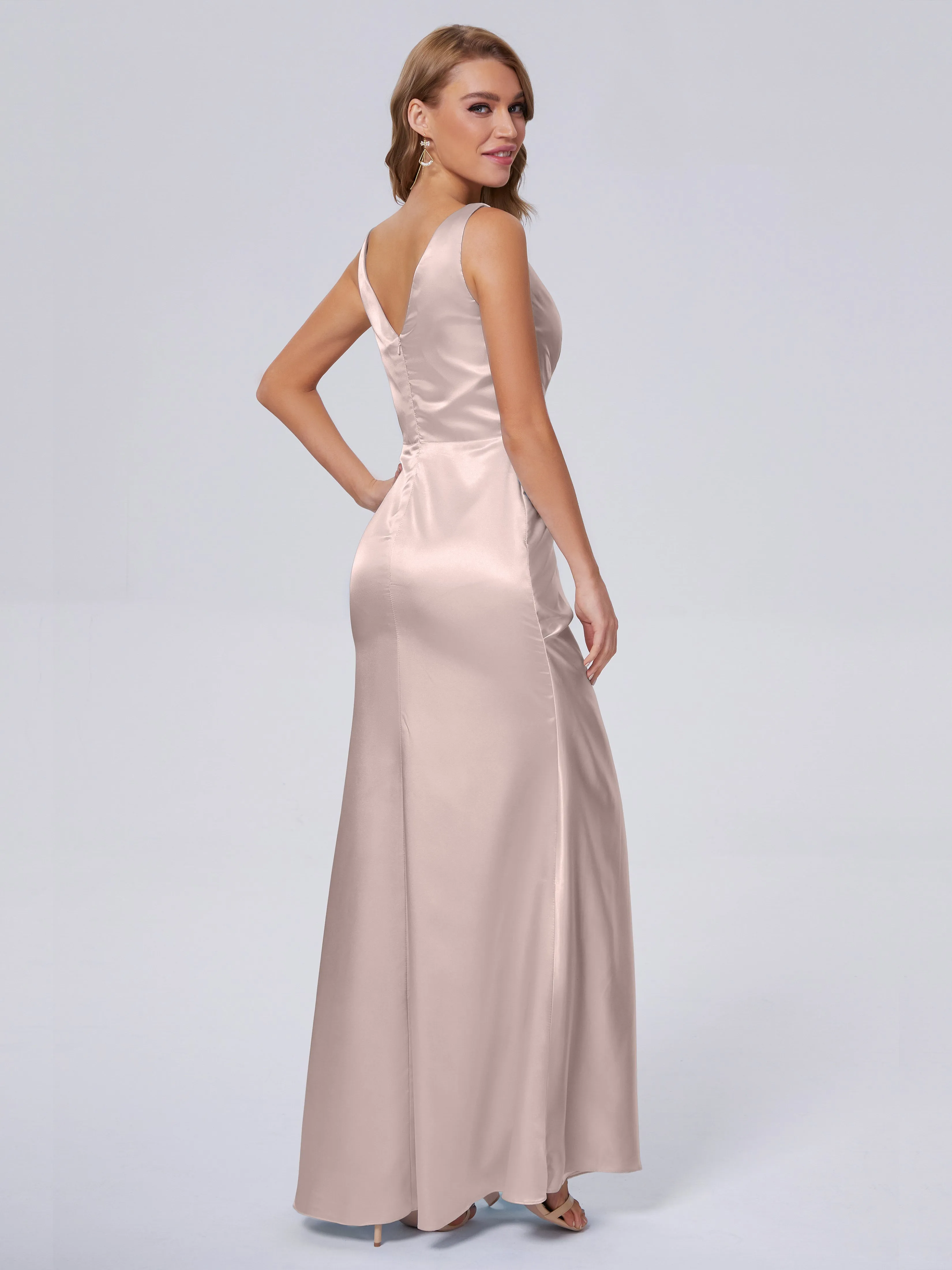 Parker V Neck Soft Satin Bridesmaid Dresses