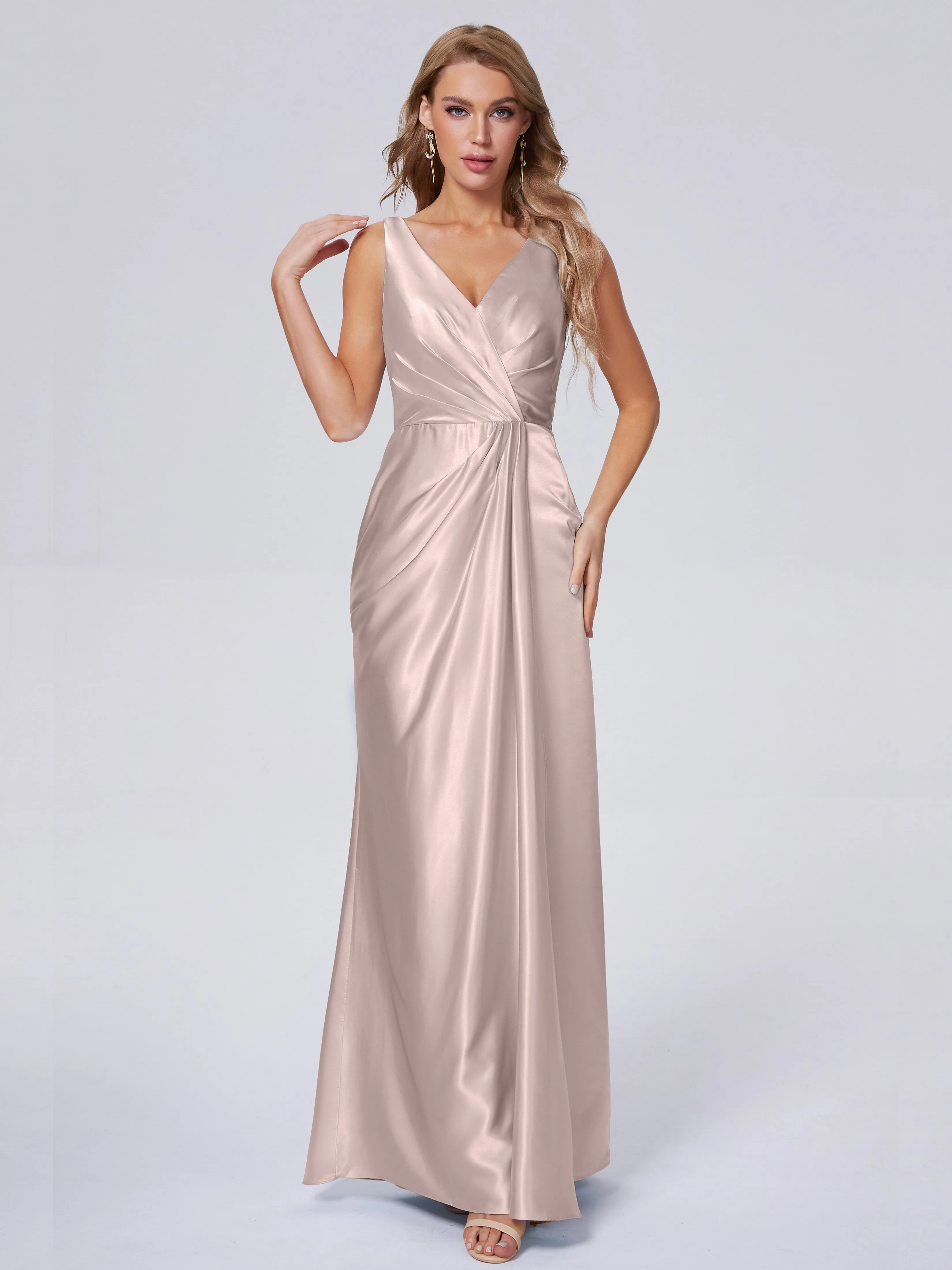 Parker V Neck Soft Satin Bridesmaid Dresses