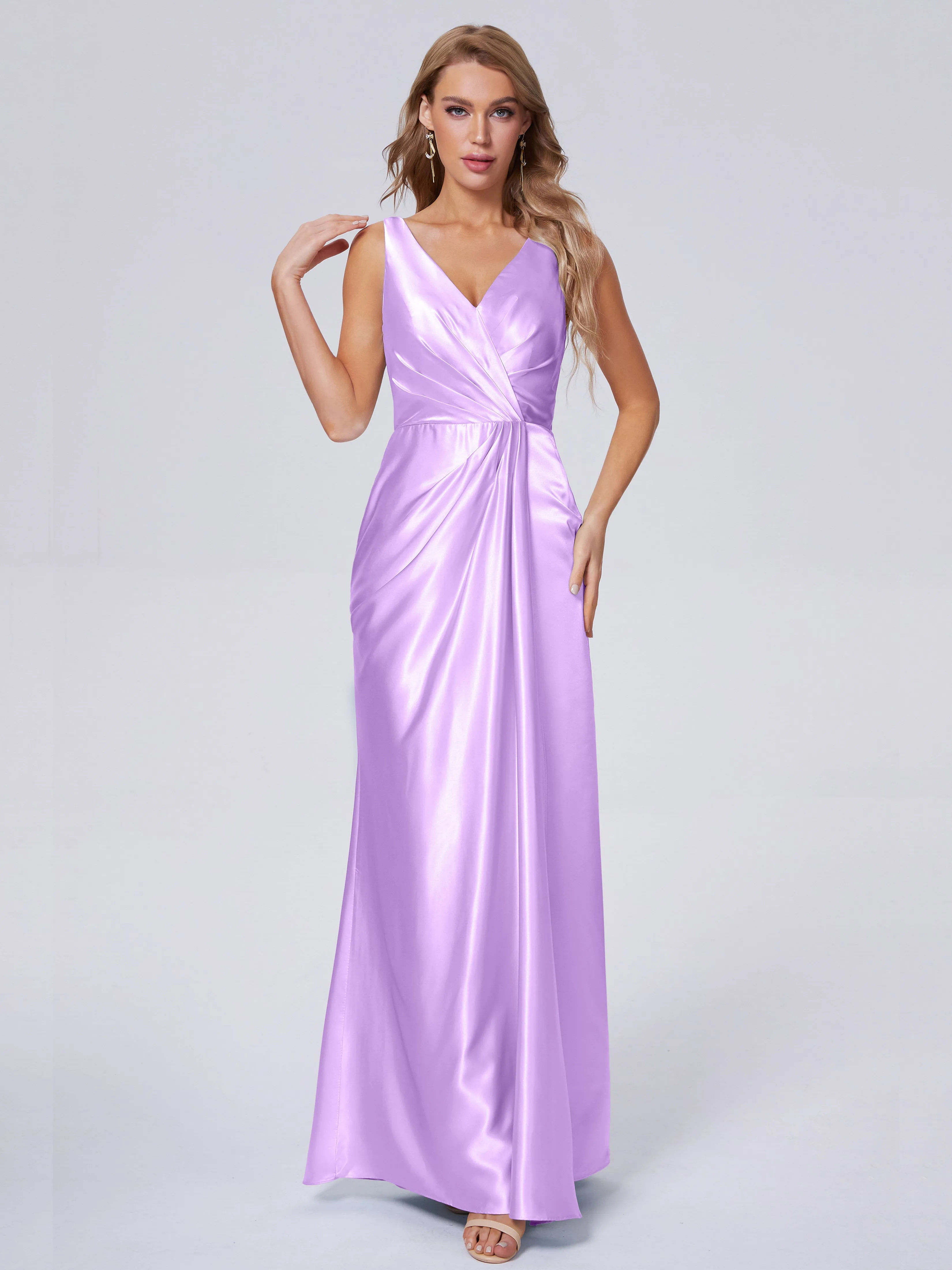 Parker V Neck Soft Satin Bridesmaid Dresses