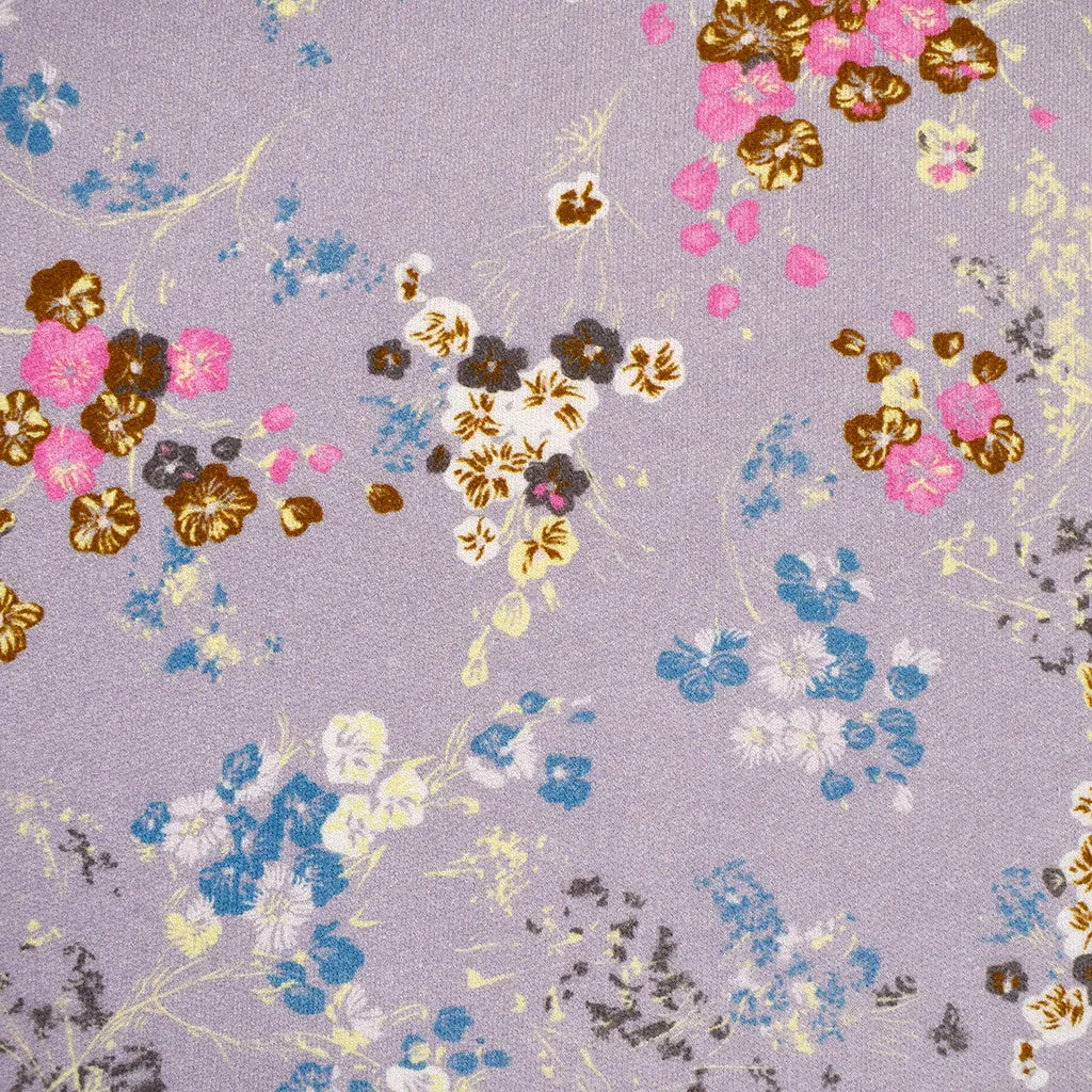 Scrolling Wildflower Print French Terry Lavender