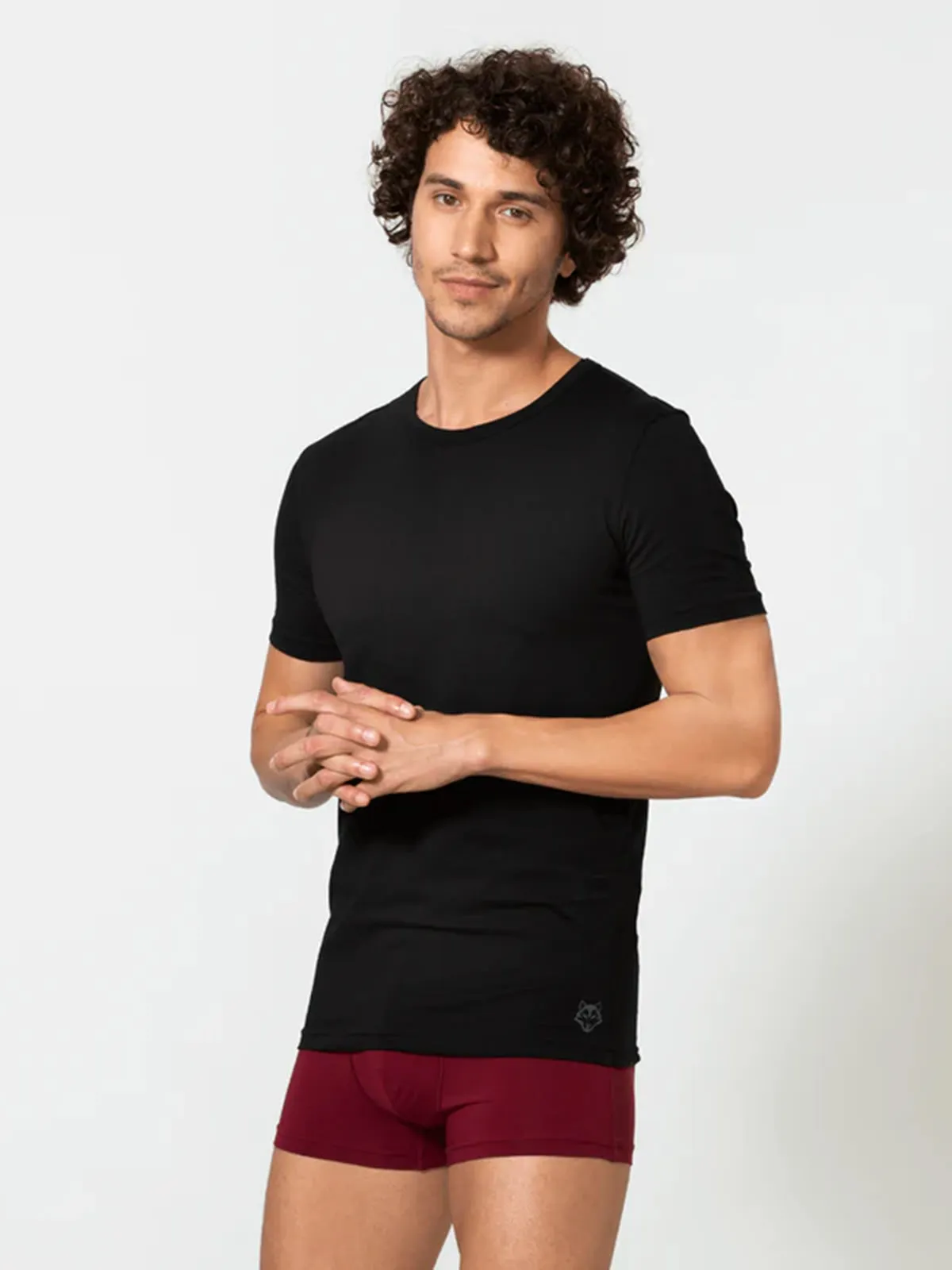 Signature Cotton Crew Neck Undershirt - Black