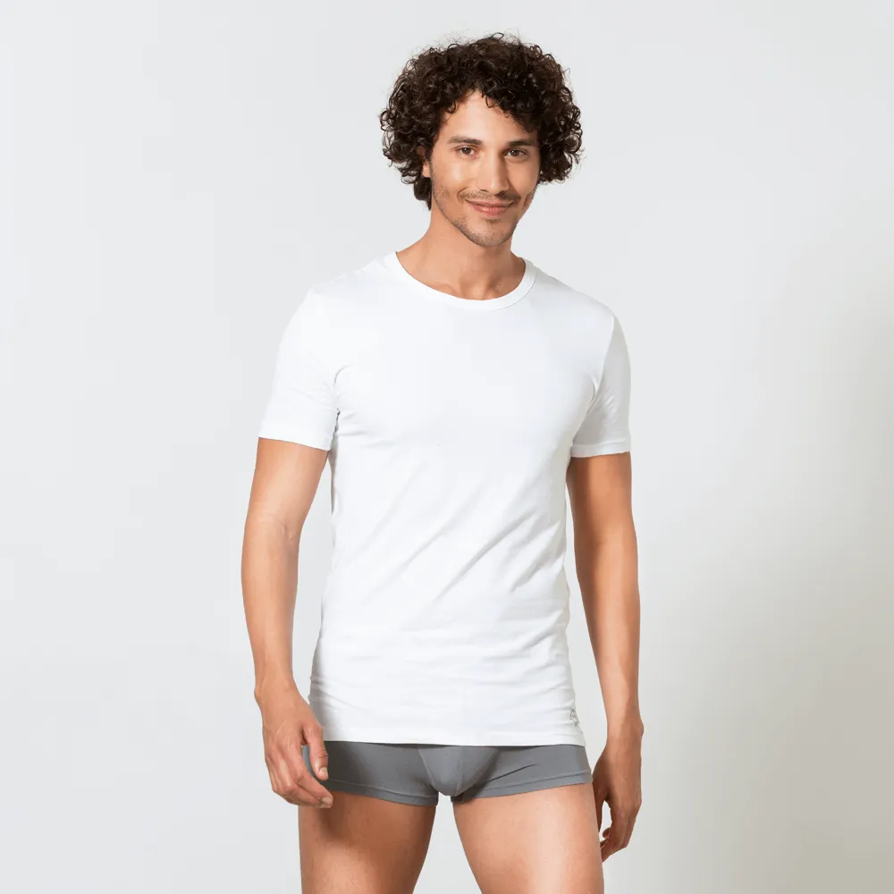 Signature Cotton Crew Neck Undershirt - White