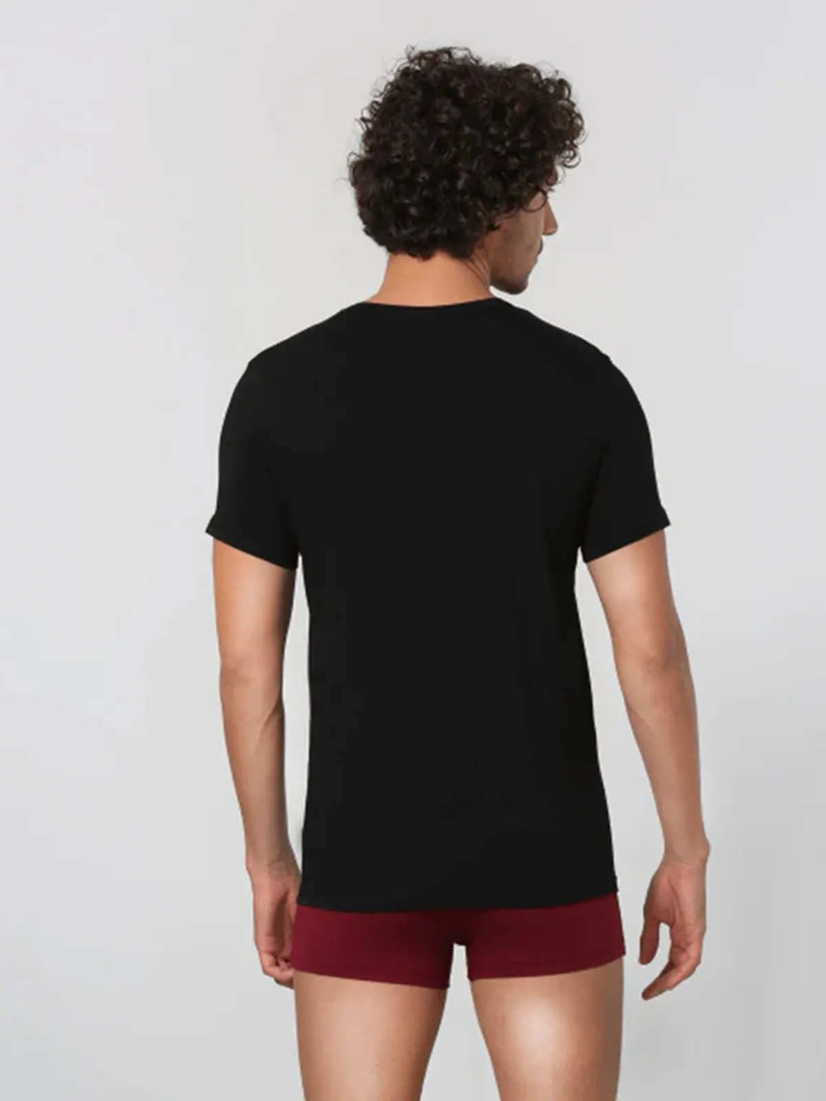 Signature Cotton V Neck Undershirt - Black