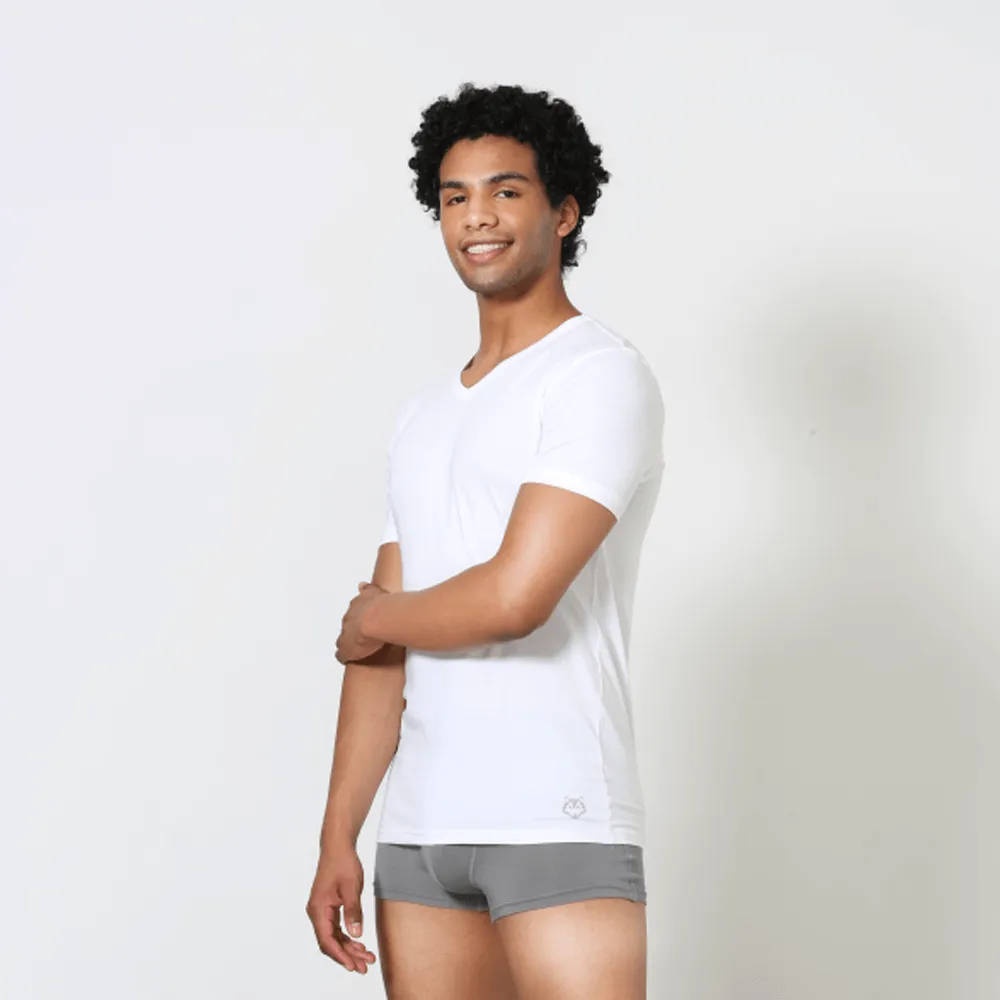 Signature Cotton V Neck Undershirt - White