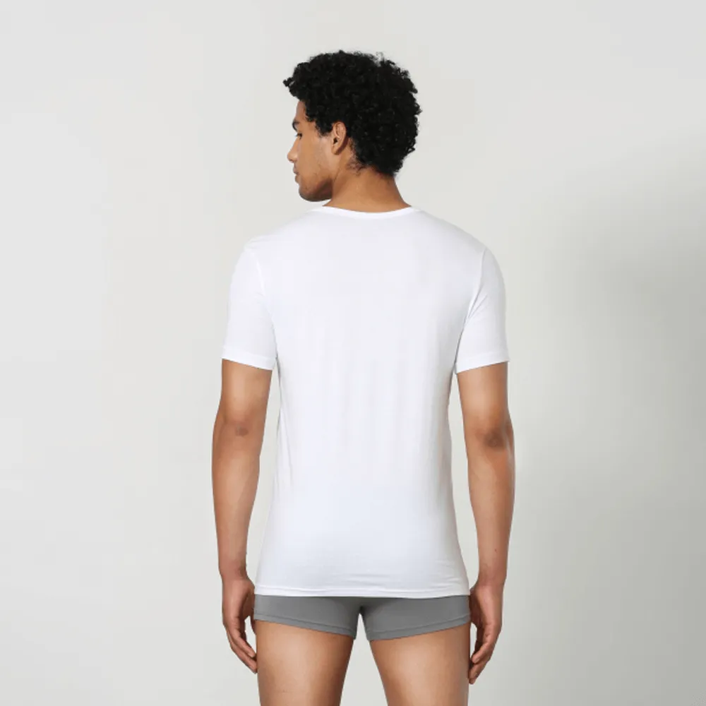 Signature Cotton V Neck Undershirt - White