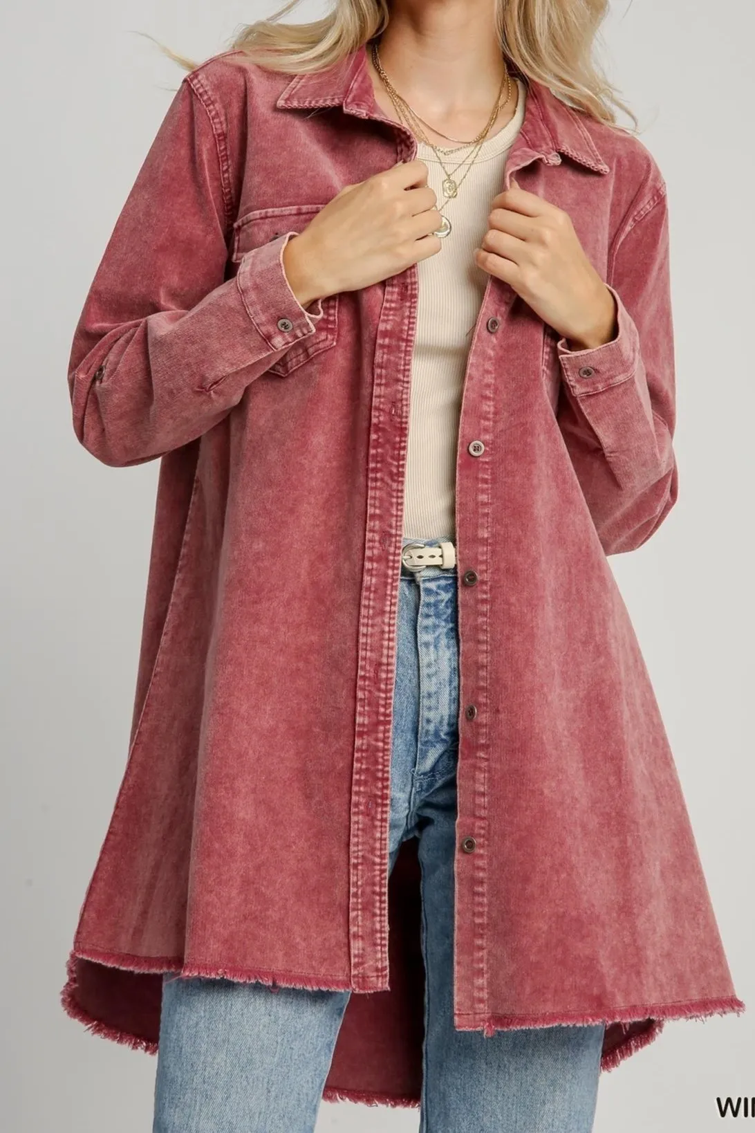 Stone Wash Collar Button Down Denim Jackets