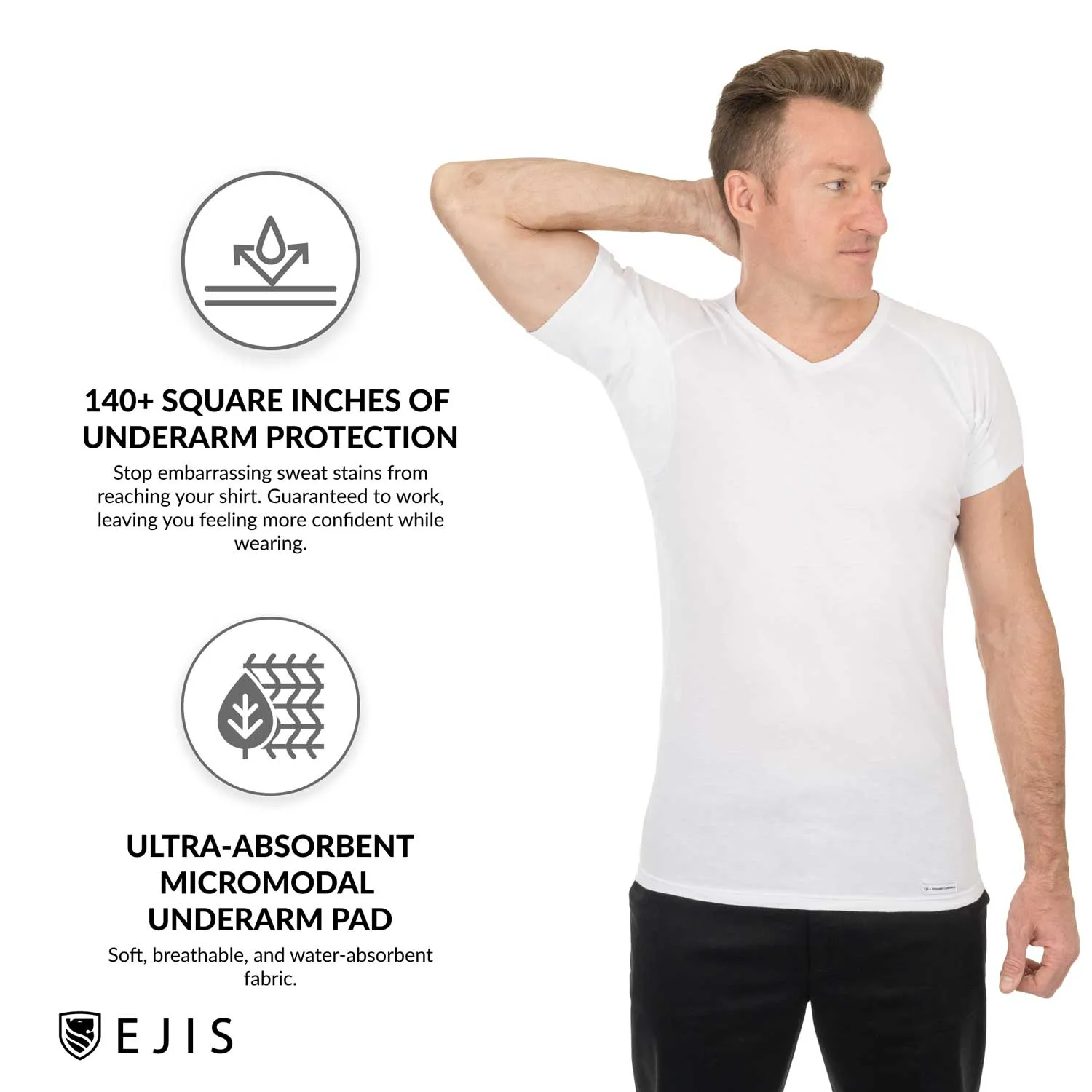 V-Neck Cotton Sweat Proof Undershirt For Men - Black 9-Pack