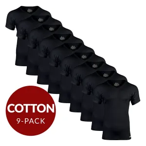 V-Neck Cotton Sweat Proof Undershirt For Men - Black 9-Pack
