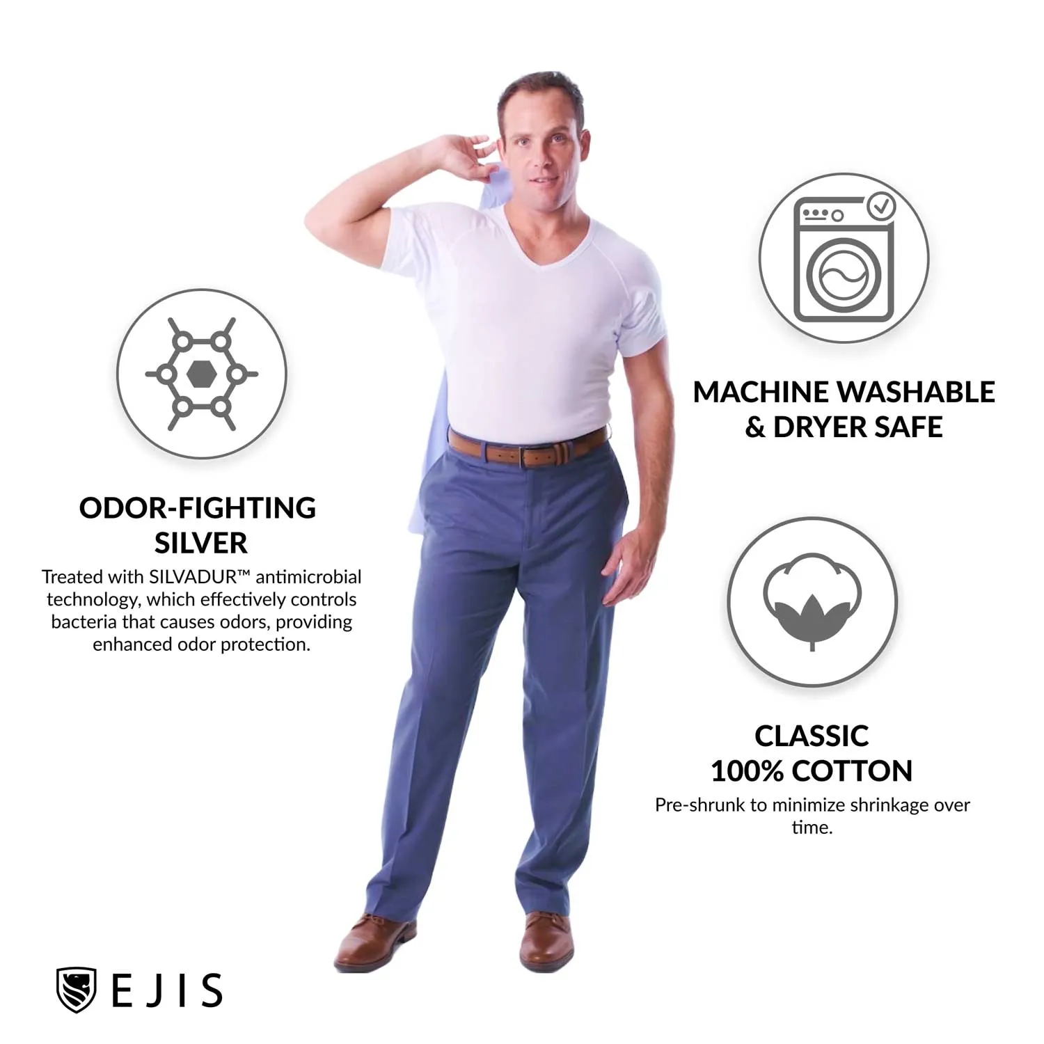 V-Neck Cotton Sweat Proof Undershirt For Men - Black 9-Pack