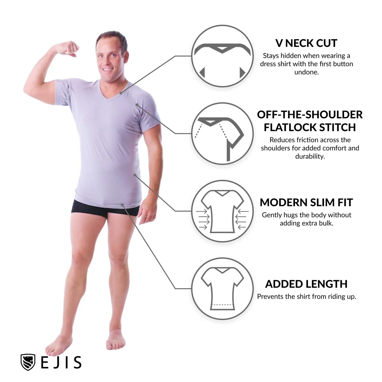 V-Neck Cotton Sweat Proof Undershirt For Men - Black 9-Pack
