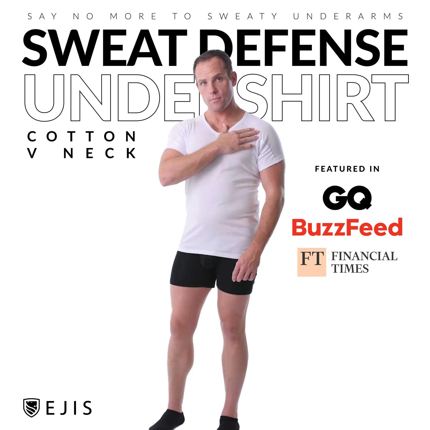 V-Neck Cotton Sweat Proof Undershirt For Men - Black 9-Pack