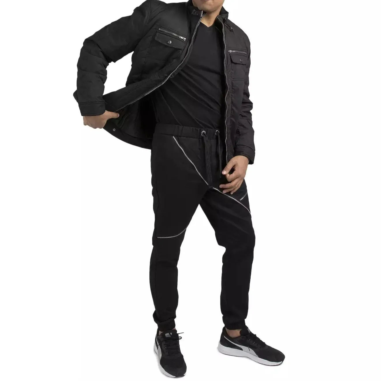Vibes Men's Canvas Zip-Up Padded Moto Jackets