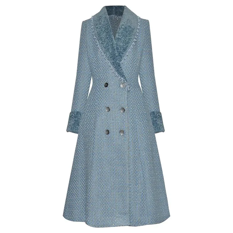 Zoe Double Breasted Plaid Tweed Coat