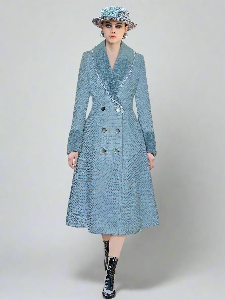 Zoe Double Breasted Plaid Tweed Coat