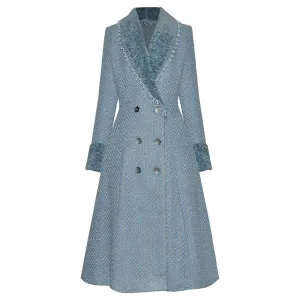Zoe Double Breasted Plaid Tweed Coat